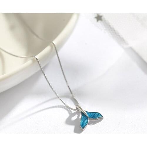 New Trendy Women Whale Necklace BlueTail Fish Nautical Chokers Charm Mermaid Tail Pendant Necklace Jewelry For Women