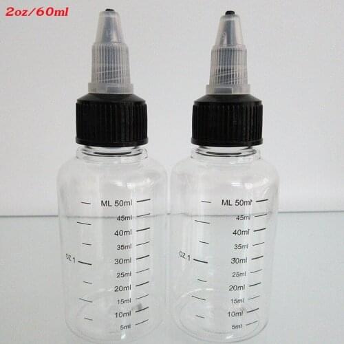 10pcs Plastic Refillable Dropper Bottle 2OZ/60ml Empty Bottle for Tattoo Ink,E juice,Oil,Pigment,twist Off Bottle withScale Line