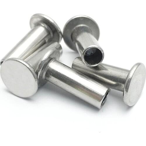 5pcs M6 stainless steel 304 semi-tubular flat head rivet hollow head Semi-hollow footwear apparel rivets 8-40mm length
