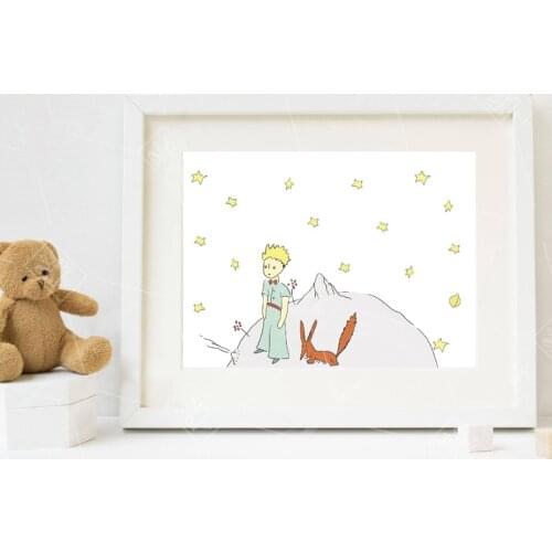 The Little Prince Poster Watercolor Nursery Baby Room Decor Canvas Painting Prince And Fox Wall Art Picture For Kids Bedroom