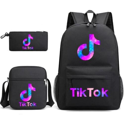 Hot TIK TOK 3pcs Set Backpack Children Anime Cartoon School Bag Bookbag Men Women Travel bags Mochila Daily Rucksack