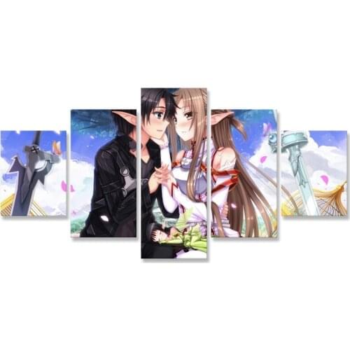 Anime Sword Art Online 5 Piece Art Print Poster Picture Canvas Art Decorative Painting for Home Decor Wall Art