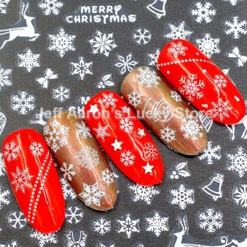 5 sheets self-adhesive Christmas nail sticker decals for nail art decorations snowflake manicure fake nails accessories tool new