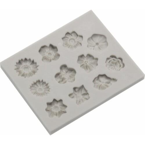 Sunflower Rose Flowers Shape Silicone Mold Cake Border DIY Decoration Chocolate Sugar Craft Polymer Clay Crafts 3D Mould Tools