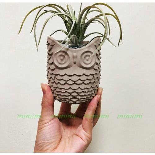 Owl Design Creative Home Flower Pot Decoration Silicone Mold Epoxy Resin Storage Box Decoration Cement Candle Jar Mold