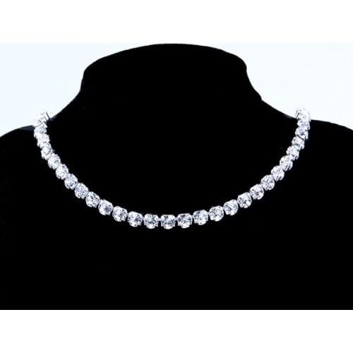 Bridal Crystal Rhinestone Choker Necklace Women Wedding Accessories Silver Color Chain Chokers Jewelry Collier Femme Fashion