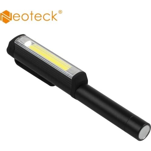 Neoteck COB LED Pen Light Aluminum Pocket Clip Magnet Work Inspection Torch Lamp AAA Battery Powered Lampdas For Camping Light