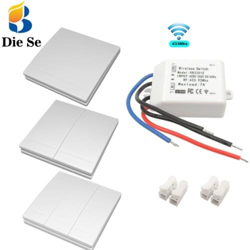 433mhz Remote LED interruptor Light Smart Wireless Push Switch Rf Remote Control 110v 220v Receiver Wall Switch for Ceiling Lamp