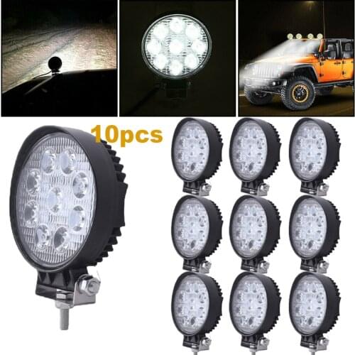 10pcs 27W 4.3 inch LED Work Light Flood Spot Led Beams Driving Lamp for Truck Boat Offroad Lada ATV 4WD 12V 24V Fog Light