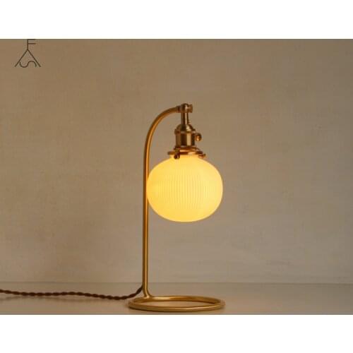 Pumpkin Nordic Minimalist Light Luxury Brass Ceramic Bedroom, Living Room, Dressing Table, Soft Light Atmosphere Table Lamp