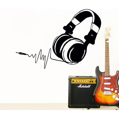 Amazing Music Headset Wall Stickers Removable Fashion room Decoration Accessories Wall Decals for Kids Room bedroom Decor