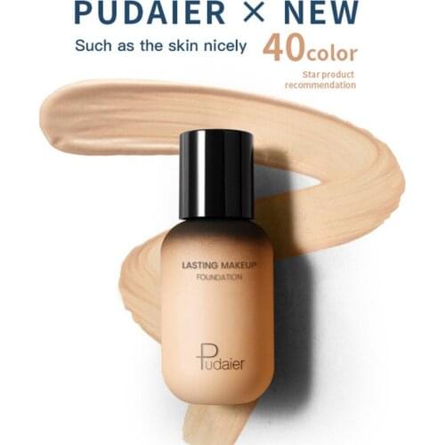 Pudaier 40ml Face Foundation Cream Concealer Brighten Waterproof Full Coverage Professional Facial Matte Base Make Up Primer