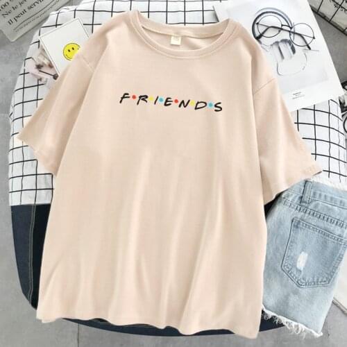 American sitcom Friends Letter Style Print Tops Women Soft Breathable Tees Fashion Casual T-Shirts Loose O-Neck Female T-Shirt