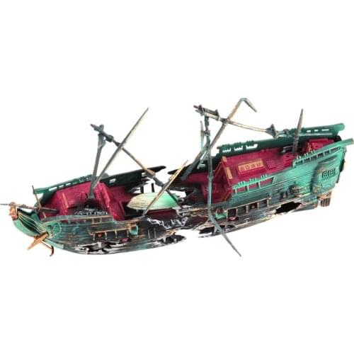 1PC 24*12cm Large Aquarium Decoration Boat Plactic Aquarium Ship Air Split Shipwreck Fish Tank Decor Wreck Sunk