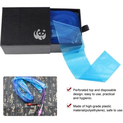 100Pcs/pack Disposable Tattoo Machine Clip Cord Sleeves Bags Blue Plastic Hygiene Cover Tattoo Accessories Supplies Temporary
