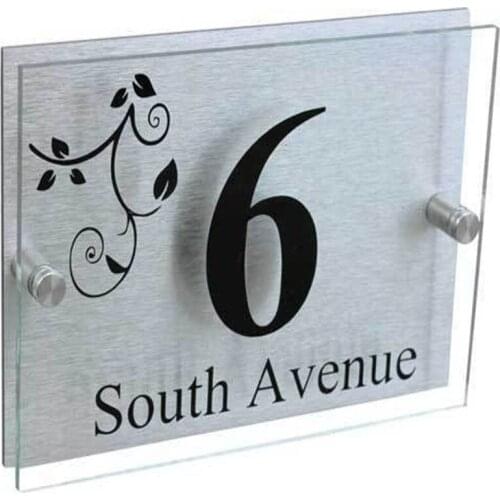 200*140mm Customized Transparent Acrylic House Number Plaques House Signs Plates with Aluminum Plastic Backing Panels