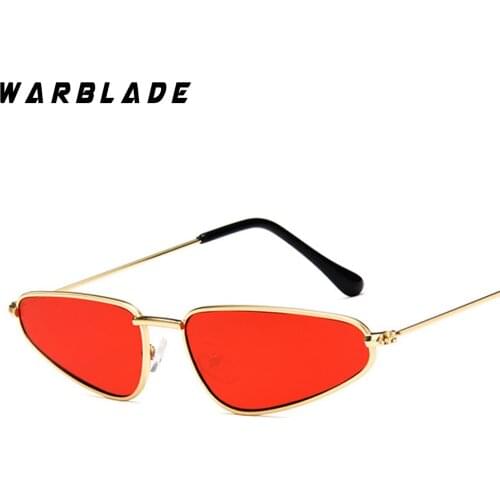2018 small triangle sunglasses women brand designer metal pink gold black cat eye sun glasses for women gift uv400 WarBLade