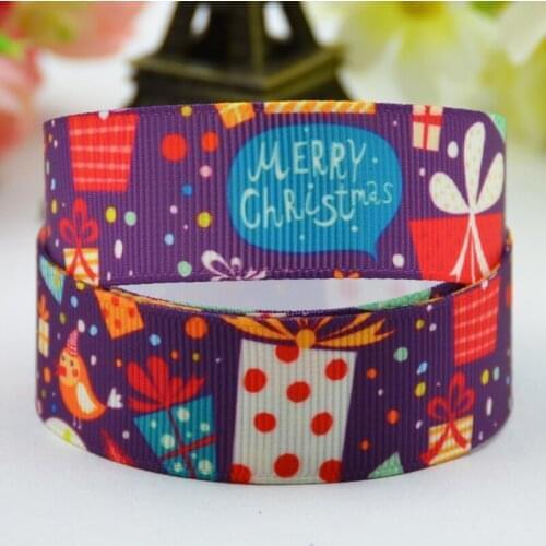 22mm 25mm 38mm 75mm Ruban satin Merry Christmas Cartoon Character printed Grosgrain Ribbon party decoration 10 Yards X-01092