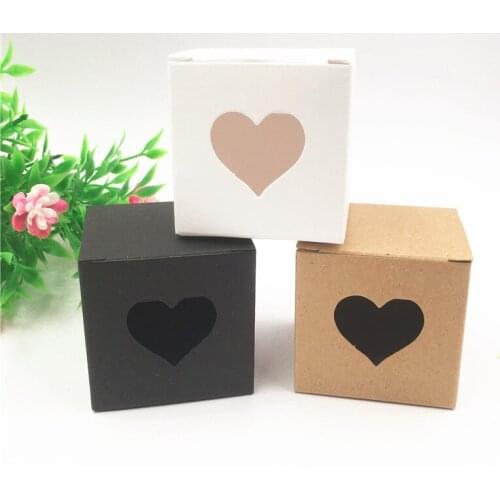 24Pcs/Lot 5x5x5cm Cute Square Candy Closed Box With Transparent Love Shape Small Window For Wedding Birthday Souvenir Cases