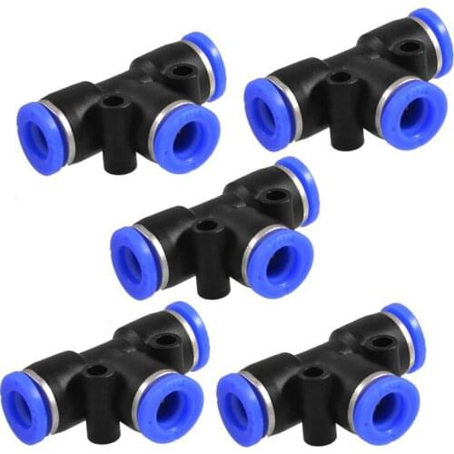 5 Pcs 8Mm To 8Mm 3 Ways Push In One Touch Tee Shaped Quick Fittings