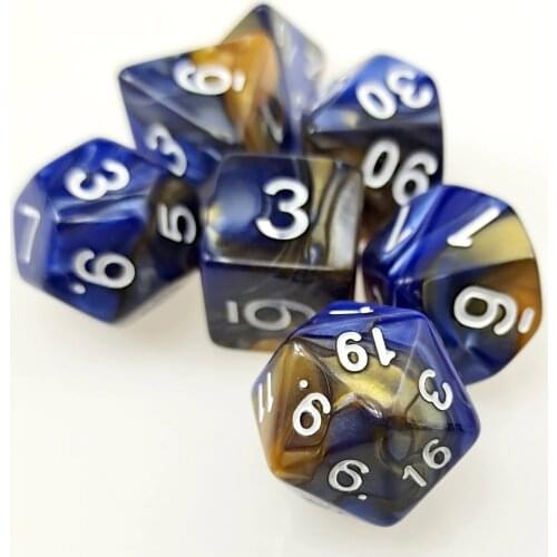 7 PC Polyhedral RPG Dice Set Gemini Color Blue & Yellow (d4 d6 d8 d10 d% d12 & d20) for DND D&D Roleplaying Games