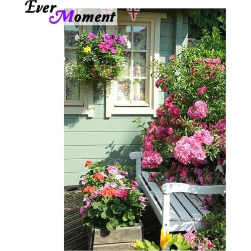 Ever Moment Diamond Painting Flower Window Scenery Picture Of Rhinestone 5D DIY Mosaic Diamond Embroidery Handmade ASF1368
