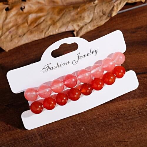 2PCS/Lot Handmade Charm Men Weaving Bracelet Ethnic 10MM Red Stone Beads Bracelets For Women Yoga Friendship