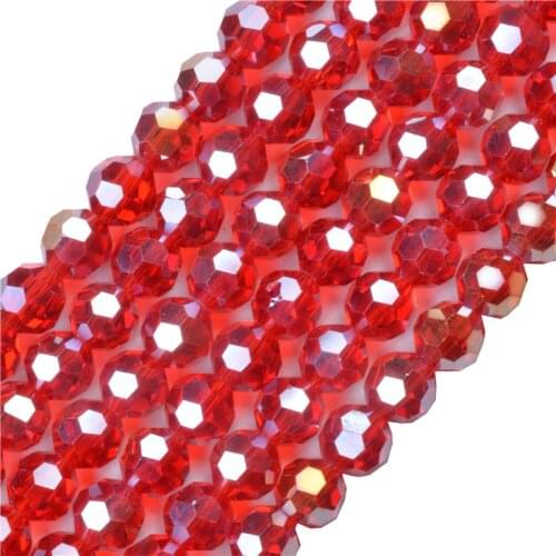 4 6 8MM Deep Red AB Color Football Faceted Austrian Crystal Bead High Quality Sphere Loose Beads for Jewelry Making Bracelet DIY