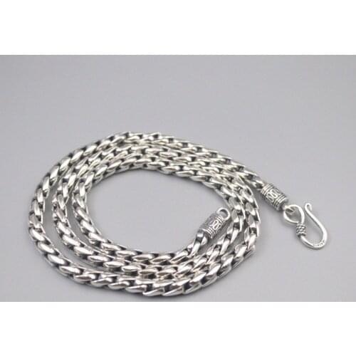 Pure 925 Sterling Silver Chain Width 5mm Twisted Rope Hinge Link Necklace 55cm / 56-57g For Man Gift