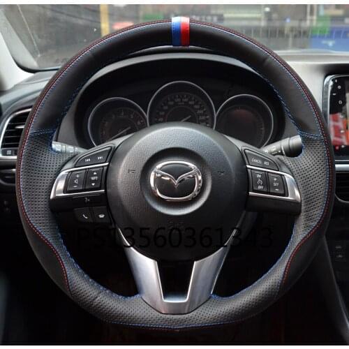 Suitable for Mazda 3/6 Axela Atez CX-4 CX-5 CX-8 CX-30 hand-stitched steering wheel cover leather suede grip cover