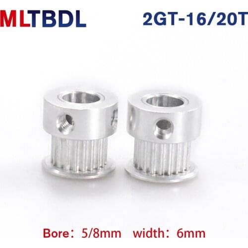 3D Printer Parts GT2 Timing Pulley 16 Tooth 2GT 20 Teeth Aluminum Bore 5/ 8mm Synchronous Wheels Gear Part Fit for GT2-6mm belt
