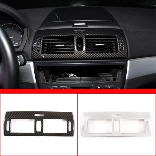 For BMW X3 E83 2006-2010 Car Styling ABS Carbon Fiber Center Console Air Conditioning Outlet Frame Cover Stickers Trim Accessory