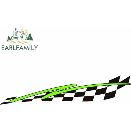 EARLFAMILY 13cm x 3cm for Black and White Grid Green Lines Left Car Stickers Personality Motorcycle Decal Trunk Car Assessoires