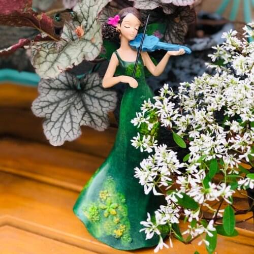 European Resin Lyre Girl Angel Ornaments Home Garden Balcony Figurines Decoration Succulent Flower Groceries Kindergarten Crafts