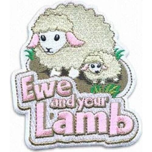 Ewe and Lamb Embroidery Patch Made by Twill with Flat Broder and PVC Backing free shipping by Post