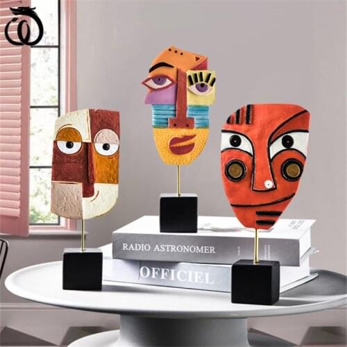 WU CHEN LONG Modern Resin Figure Statue Creative Abstract Human Face Art Sculpture Nordic Decoration Home Office Ornaments R6502