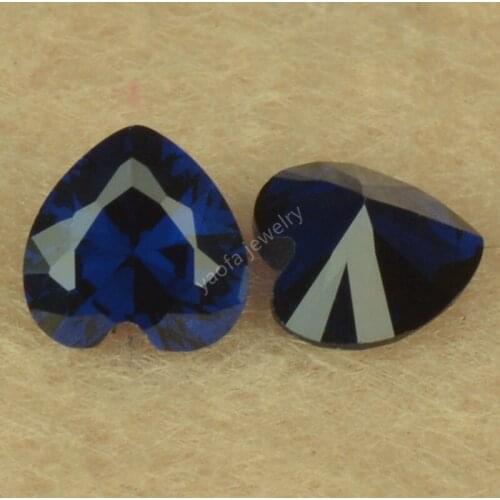 Hot Sale 3x3~12x12mm 114# Dark Blue Spinel Gems Heart Shape Cut Loose Synthetic Spinel Stone For Jewelry Making