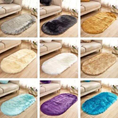 Faux Fur FluffShaggy Area Rugs Carpet Artificial Wool Elliptical Long Floor Mat Chair Cover Home Decor Hairy Carpet Solid Color