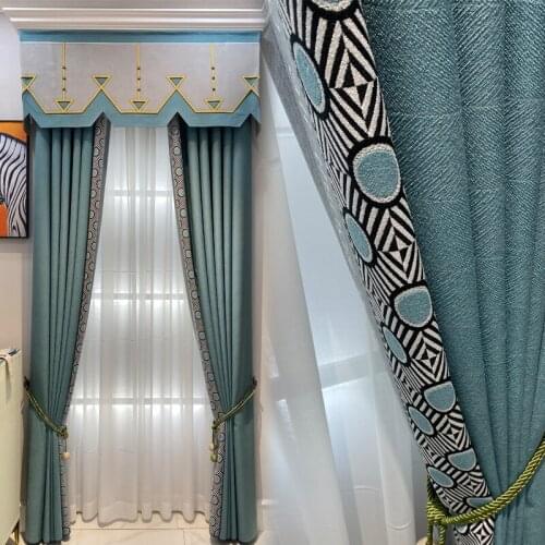 Custom curtain New bedroom shading simple modern modern light luxury green cloth blackout curtain valance tulle panel C236