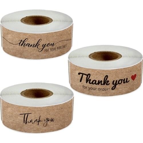 M17D 120pcs/roll Kraft Paper Thank You for Your Order Stickers for Small Business Decor Thanks Sticker Envelope Sealing