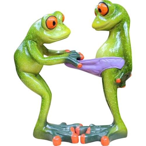 3D Miniature Frog Statue Figurine Handpainted Crafted Animal Sculpture Novelty Table Top Indoor Outdoor Décor Gift