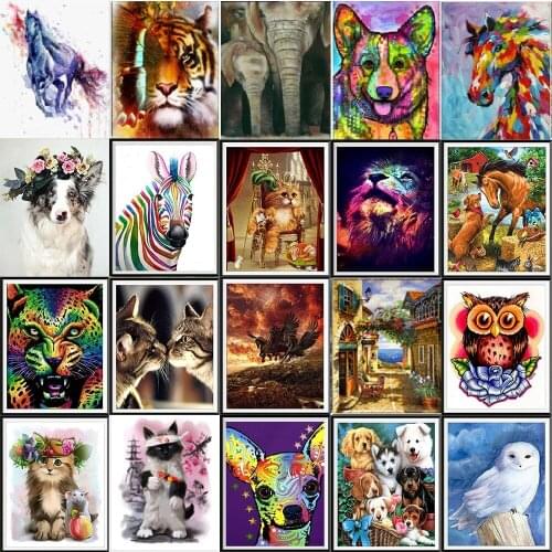 Many animals Painting By Numbers For Adults DIY Kits HandPainted On Canvas With Framed Oil Picture Drawing Coloring By Number