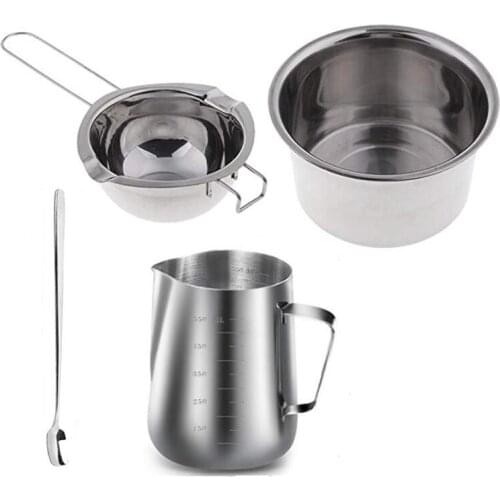 4 Set Stainless Steel Double Boiler Long Handle Wax Melting Pot, Pitcher & Mixing Spoon Candle Soap Making, DIY Scented Candle H