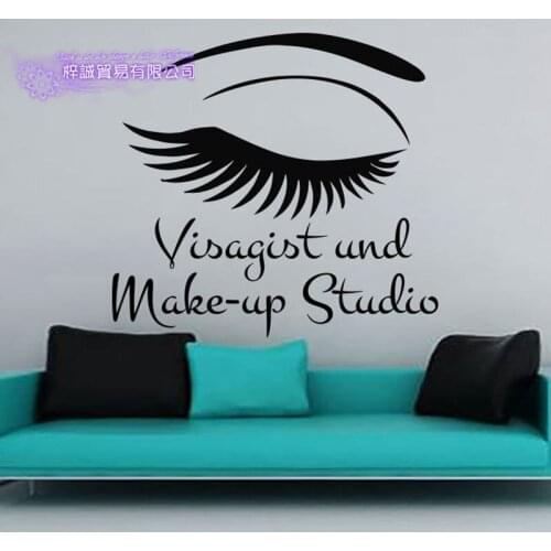 Eye Eyelash Sticker Make Up Spa Decal Beauty Posters Vinyl Wall Decals Decor Mural Nail Beauty Salon Wall Decal