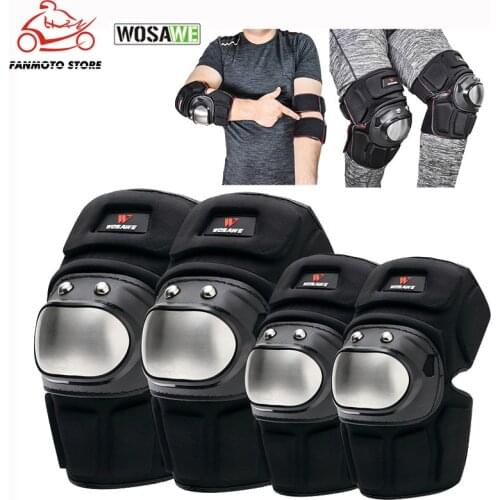 4PCS WOSAWE Motorcycle Knee Pads EVA Protective Gear Elbow Arm Protection Set Bike Roller Hockey Ski Snowboard Knee Protector