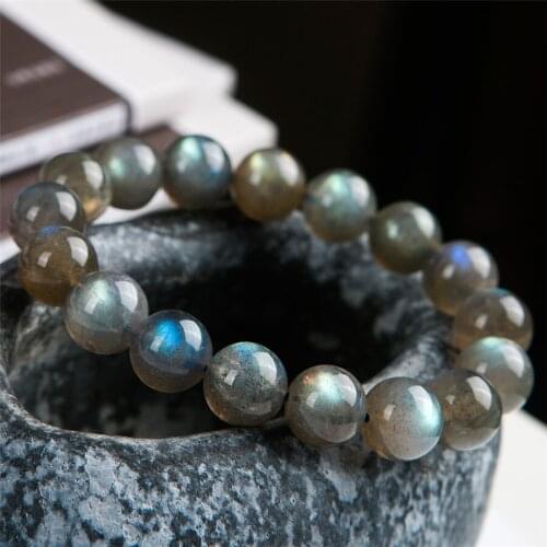 Natural Ice Labradorite Rainbow Light Round Beads Nice Bracelet 12mm