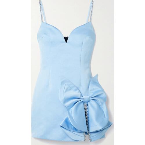 New Women Dress Autumn Women Spaghetti Strap Dress Autumn Sexy Beading Lady Bow Vintage Bodycon Party Dress