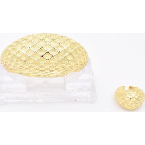 NEW High Quality Dubai Gold Design Fashion 2pcs Luxury Jewelry Sets BIG Bracelet & Rings For Women african