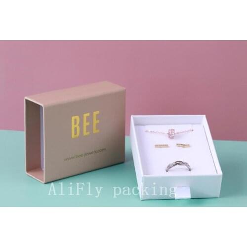 Wholesale 500pcs/lot Small Custom Logo Cardboard Drawer Box Jewelry Gift Boxes For Woman