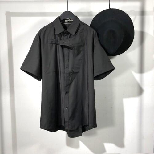 Customized S-6XL New Summer original work style solid color loose short sleeve shirt Street casual versatile top